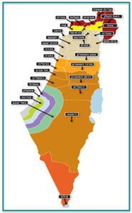 מפת ישראל לפי איזורים